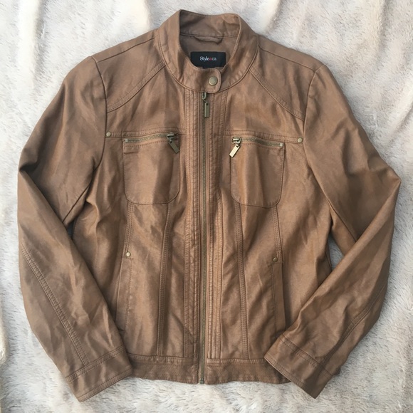Style & Co. Jackets & Blazers - Style & Co. Women’s Leather Jacket Brown Small